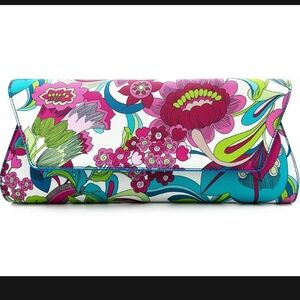 Trina Turk Floral Lilly pastel printed tote bag clutch evening bag, Pink NWT